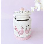Pote Porta Mantimentos Decorativo Branco Galinha E Galo Rosa