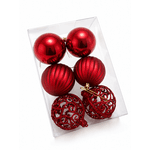 Jogo 6 Bolas De Natal Vermelho Com Brilho E Texturizada 8cm
