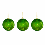Kit 3 Bolas De Natal Verde Lantejoula 10cm Decoração Árvore