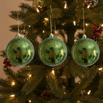 Jogo 3 Bolas De Natal Verde Perolada 10cm Decoração Árvore
