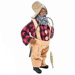 Papai Noel Resina Pescador Xadrez Peixe 27cm