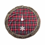 Saia De Árvore Natal Xadrez Vermelho E Preto 120cm
