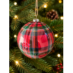 Jogo 2 Bolas De Natal Xadrez Vermelho Verde 12cm Decoração Árvore