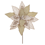 Flor Natalina Poinsetia Champagne Glitter Luxo Natal