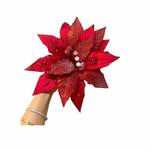 Flor De Natal Poinsetia Vermelha Veludo Glitter Luxo Natal Vermelho