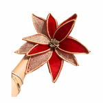 Flor Natalina Veludo Vermelho Com Pinha Bege Rustica Natal