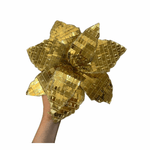 Flor De Natal Poinsetia Dourado Espelhado Luxo Natal