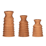 Kit 3 Vasos Decorativo Mesa Sala Jardim Redondo Madeira Marrom
