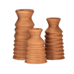 Kit 3 Vasos Decorativo Mesa Sala Jardim Redondo Madeira Marrom