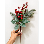 Galho Natalino Nevado Berry Pinha Enfeite Árvore De Natal