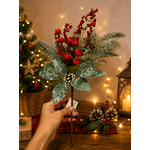 Galho Natalino Nevado Berry Pinha Enfeite Árvore De Natal