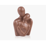Escultura Decorativa Casal Resina Coração Marrom