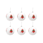 Jogo 6 Bolas de Natal Branca Decorada Árvore Colorida 8cm Cromus