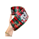 Fita Laço Aramada Natal Mickey Minnie Disney 6,3x914cm