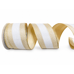 Fita Natalina Aramada 6,3cm Linho Dourado Com Brilho 9,14m