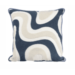 Almofada Sarja Off Com Bordado Orgânico Em Azul Decortextil