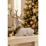 Rena Decorativa Sentada Resina Colar Dourado Led Luxo Natal