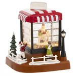 Enfeite Cenário De Natal Iluminado Papai Noel Toy Shop Vermelho