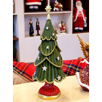 Árvore Decorativa Resina Com Estrelas Verde E Vermelha 31cm
