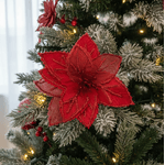Flor Natalina Bico De Papagaio Veludo Vermelho Telinha 17cm