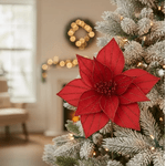 Flor Natalina Flor De Natal Vermelho Veludo Com Glitter