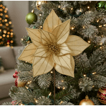 Flor Natalina Flor De Natal Champagne Veludo Com Glitter
