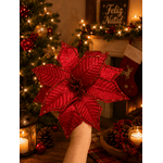 Bico Papagaio Natal Aveludado Vermelho Com Brilho Flor Natal