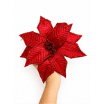 Bico Papagaio Natal Aveludado Vermelho Com Brilho Flor Natal