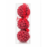 Jogo De 3 Bolas De Natal Vermelho Berry Nevado Cromus Natal