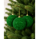 Jogo 3 Bolas De Natal com Glitter Verde Brilho 10cm