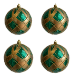 Jogo 4 Bolas Natal Verde E Dourado Brilho 10cm Cromus