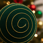 Jogo 3 Bolas De Natal Veludo Verde E Dourado 10cm