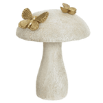 Escultura Decorativa Poliresina Cogumelo Off White Dourado 13,7cm 11,8d
