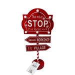 Placa Decorativa Natal C Led Santa Stop Vermelho 41cm