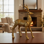 Rena Decorativa Em Pé Fosca Brilho Dourado 31cm