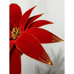 Flor De Natal Grande Veludo Vermelho Com Brilho Dourado