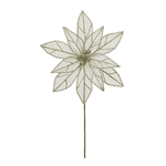 Flor Natalina Poinsetia Champagne Com Glitter E Cristais