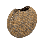 Vaso Decorativo Texturizado Em Metal Dourado 33cm