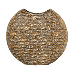 Vaso Decorativo Texturizado Em Metal Dourado 33cm