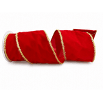 Fita Natalina Aramada 10cm Vermelho Veludo E Dourado 9,14m