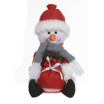 Boneco De Neve Sentado 20cm Saco Presente Decoração Natal