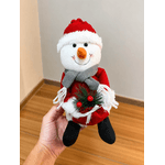 Boneco De Neve Sentado 20cm Saco Presente Decoração Natal