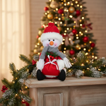 Boneco De Neve Sentado 20cm Saco Presente Decoração Natal