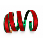 Fita Natalina 2,5cm Dupla Face Vermelho e Verde Veludo 9,14m