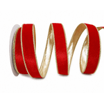 Fita Natalina 2,5cm Dupla Face Vermelho E Dourado Veludo