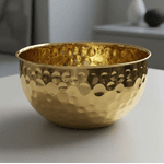 Vaso Decorativo Em Aço Inox Dourado Martelado 23cm 