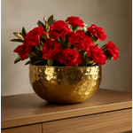 Vaso Decorativo Em Aço Inox Dourado Martelado 23cm 