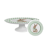 Boleira Pequena 21cm Coelho Laço Verde Cerâmica Páscoa Verde