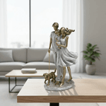 Família Decorativa Pai Mãe Filho Menino E Pet 