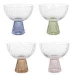 Kit Com 4 Taças De Vidro Com Base Colorida Prisma 228ml Colorido